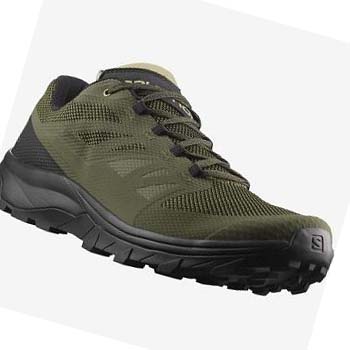 Tenis Senderismo Salomon OUTLINE GORE-TEX Hombre Verde Oliva Negros | MX 3600AHK